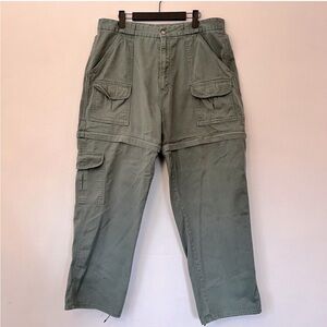 Woolrich Vintage Convertible Zip Off Utility Green Hiking Cargo Pants Size 38x30